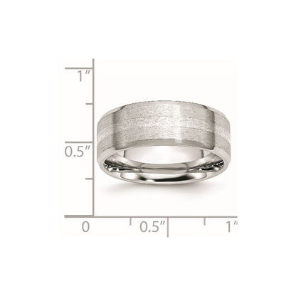 Chisel Cobalt Sterling Silver Inlay Satin and Polished Beveled Edge 8mm Band