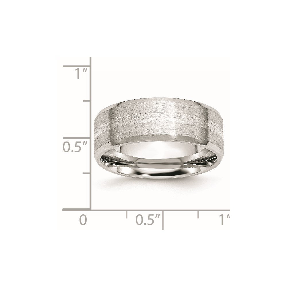 Chisel Cobalt Sterling Silver Inlay Satin and Polished Beveled Edge 8mm Band
