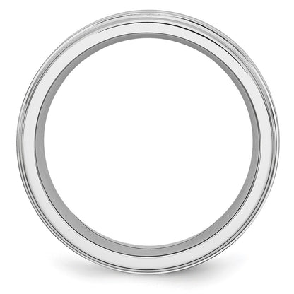 Chisel Cobalt Sterling Silver Inlay Satin and Polished 8mm Band