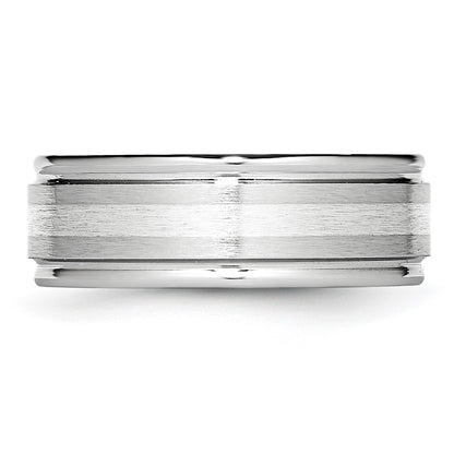Chisel Cobalt Sterling Silver Inlay Satin and Polished 8mm Band