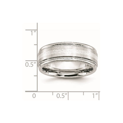 Chisel Cobalt Sterling Silver Inlay Satin and Polished 8mm Band
