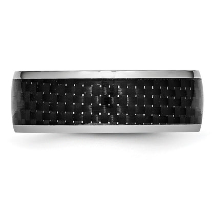 Chisel Cobalt Polished Black Carbon Fiber Inlay 8mm Band