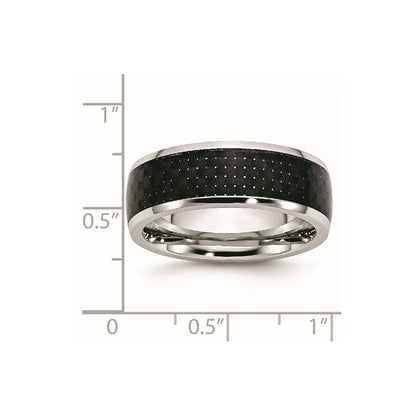 Chisel Cobalt Polished Black Carbon Fiber Inlay 8mm Band