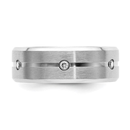 Chisel Cobalt Brushed and Polished with CZ Beveled 8mm Band