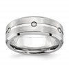 Chisel Cobalt Brushed and Polished with CZ Beveled 8mm Band