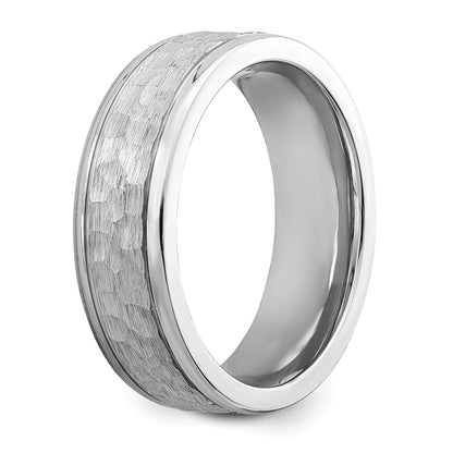 Chisel Cobalt Brushed and Polished Hammered Center 7mm Band