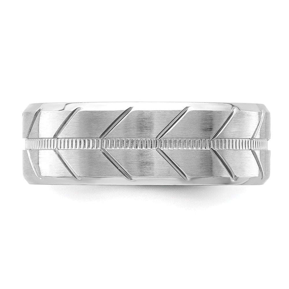 Chisel Cobalt Brushed and Polished Beveled 8mm Band