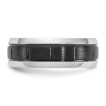 Chisel Cobalt Polished with Brushed Black IP-plated Grooved Center 8mm Band
