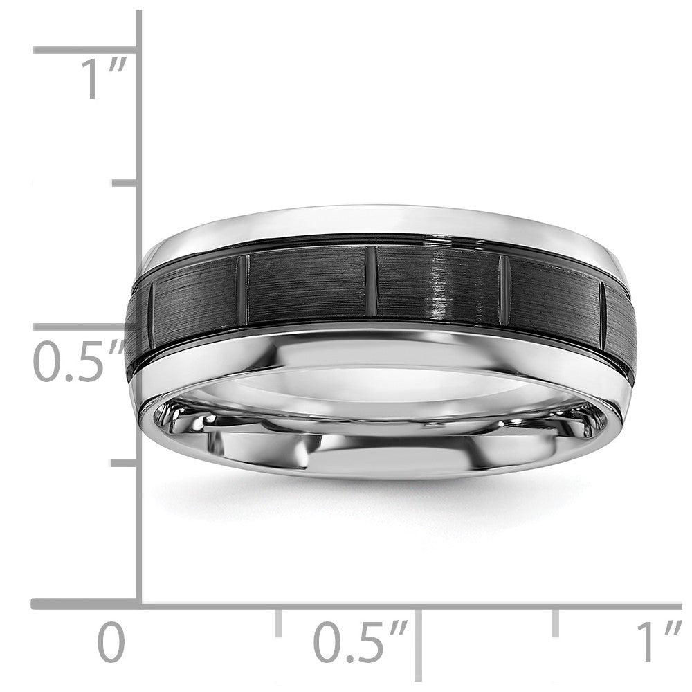 Chisel Cobalt Polished with Brushed Black IP-plated Grooved Center 8mm Band