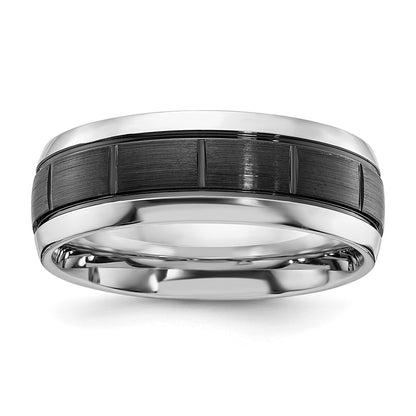 Chisel Cobalt Polished with Brushed Black IP-plated Grooved Center 8mm Band