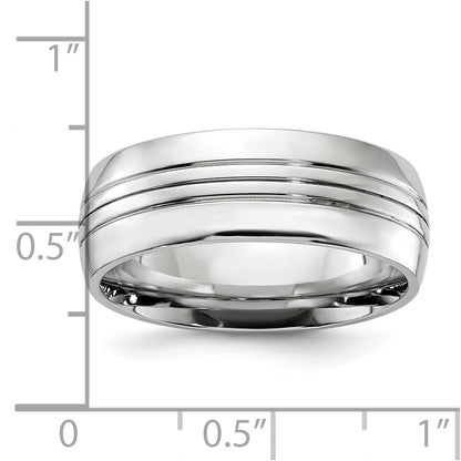 Chisel Cobalt Polished Grooved 8mm Band