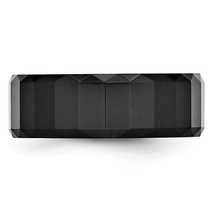 Chisel Ceramic Black Faceted 8mm Polished Beveled Edge Band