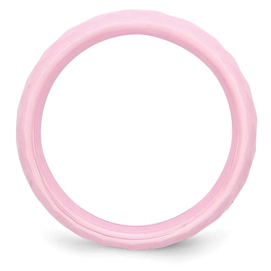 Chisel Ceramic Pink Faceted 6mm Polished Band