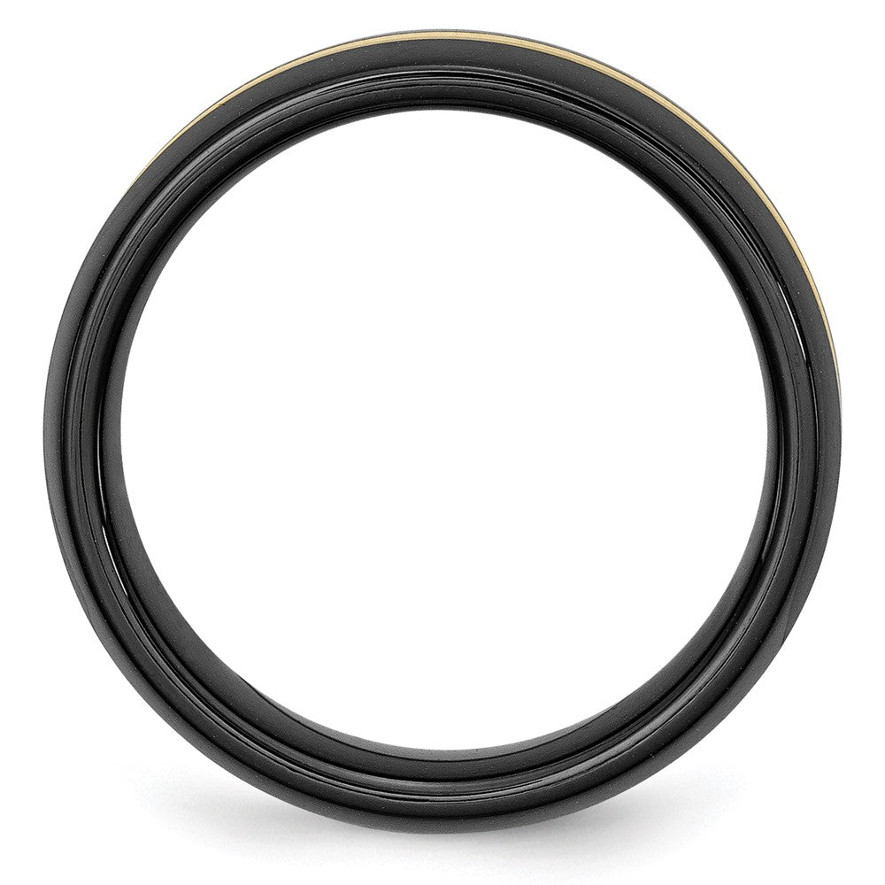 Chisel Ceramic Black with14k Gold Polished Inlay 8mm Band