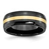 Chisel Ceramic Black with 14k Gold Polished Inlay 8mm Band
