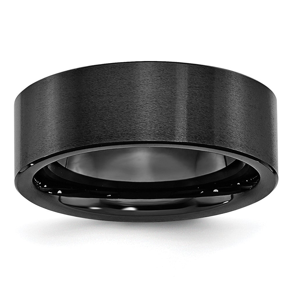 Chisel Black Ceramic Flat 8mm Brushed Band