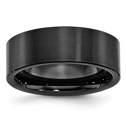 Chisel Black Ceramic Flat 8mm Brushed Band