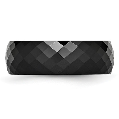 Chisel Ceramic Black Faceted 7.5mm Polished Band