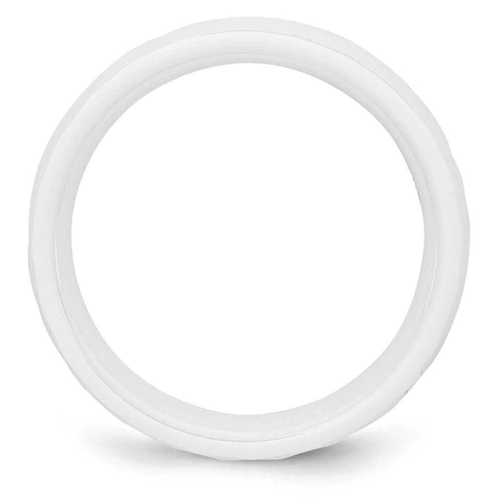 Chisel Ceramic White 6mm Faceted Polished Band