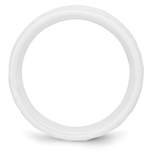 Chisel Ceramic White 6mm Faceted Polished Band