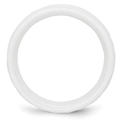 Chisel Ceramic White 6mm Faceted Polished Band