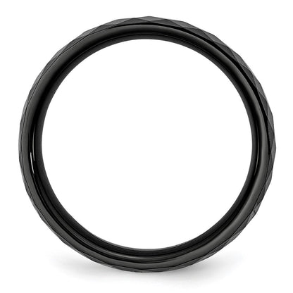 Chisel Ceramic Black 6mm Faceted Polished Band