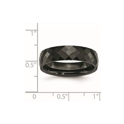 Chisel Ceramic Black 6mm Faceted Polished Band
