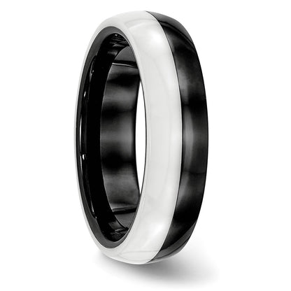 Chisel Ceramic Black and White 6mm Polished Band