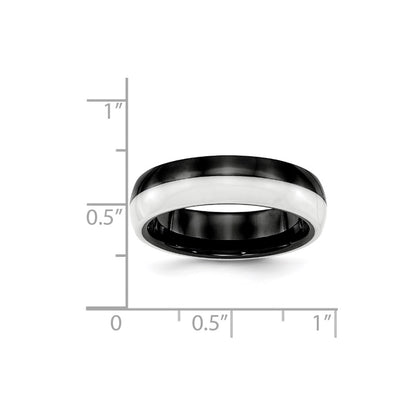 Chisel Ceramic Black and White 6mm Polished Band