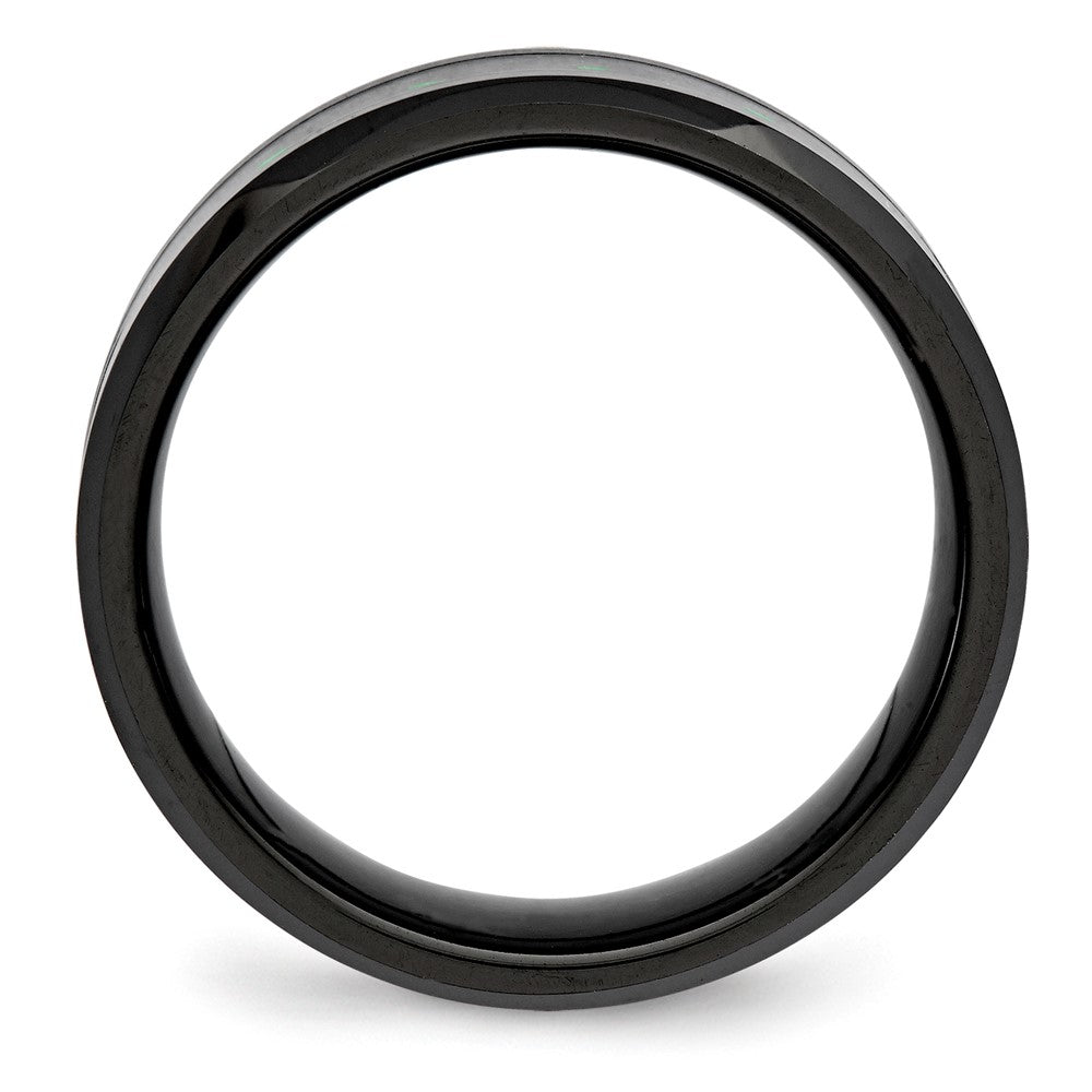 Chisel Ceramic Black with Green Carbon Fiber Inlay Beveled Edge Ring