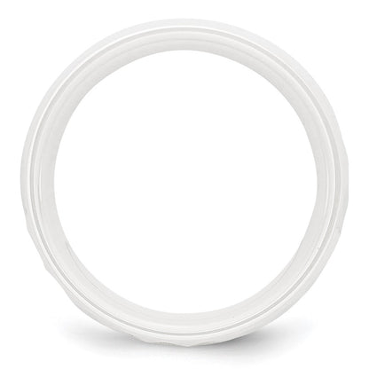 Chisel Ceramic White Faceted 8mm Polished Band
