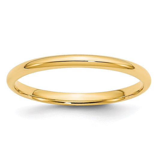 14k Yellow Gold 2mm Lightweight Comfort Fit Wedding Band Size 8.5