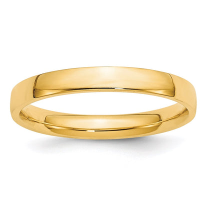 14k Yellow Gold 3mm Lightweight Comfort Fit Wedding Band Size 7.5