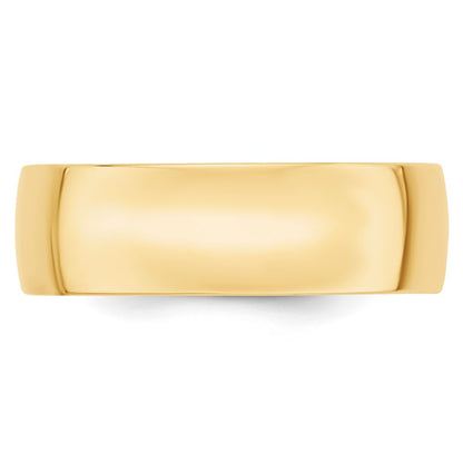 14k Yellow Gold 7mm Lightweight Comfort Fit Wedding Band Size 11