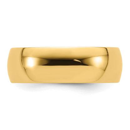 14k Yellow Gold 7mm Lightweight Comfort Fit Wedding Band Size 10