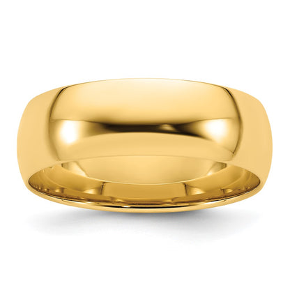 14k Yellow Gold 7mm Lightweight Comfort Fit Wedding Band Size 12
