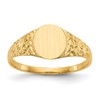 10k 8.0x7.0mm Oval Floral Closed Back Signet Ring