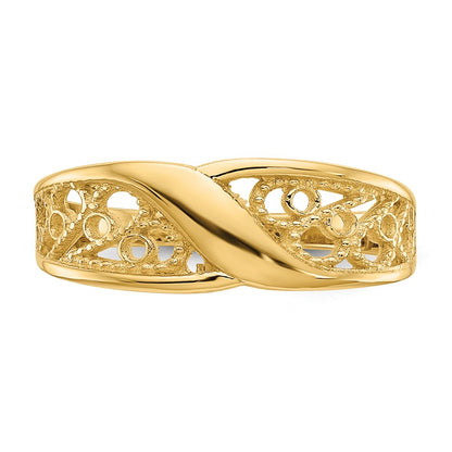 10k Polished Filigree Wave Ring