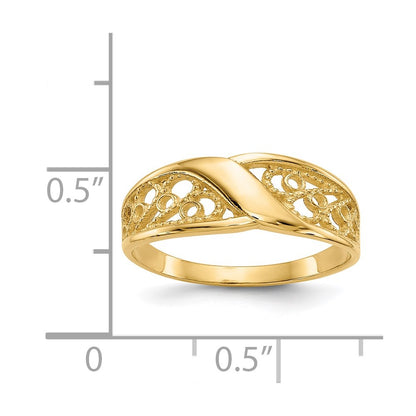 10k Polished Filigree Wave Ring