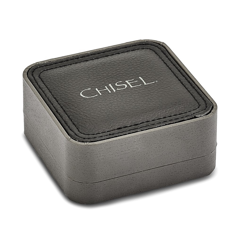 Chisel Stainless Steel Brushed and Polished Black Carbon Fiber Inlay Key Ring