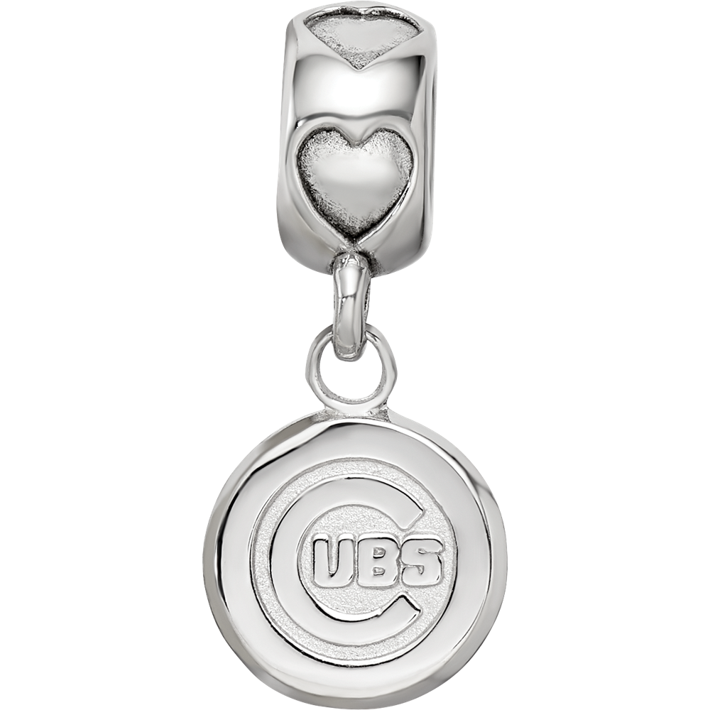 Sterling Silver Rhodium-plated LogoArt Chicago Cubs C Heart Bead