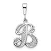 10k White Gold Large Filigree Script Initial B Pendant