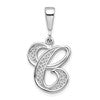 10k White Gold Large Filigree Script Initial C Pendant