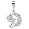 10k White Gold Large Filigree Script Initial D Pendant
