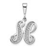 10k White Gold Large Filigree Script Initial H Pendant