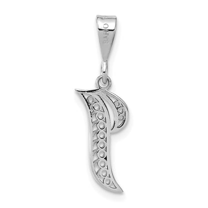 10k White Gold Large Filigree Script Initial I Pendant