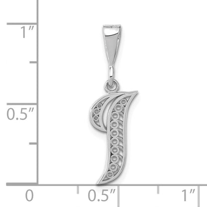 10k White Gold Large Filigree Script Initial I Pendant