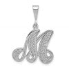 10k White Gold Large Filigree Script Initial M Pendant
