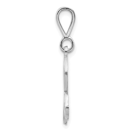 10k White Gold Large Filigree Script Initial R Pendant