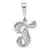 10k White Gold Large Filigree Script Initial T Pendant